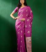 mauve Banarasi Dola Cotton Saree with Blouse