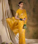 mustard Banarasi Dola Cotton Saree with Blouse