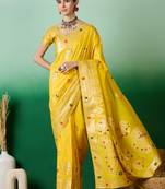 yellow Banarasi Dola Cotton Saree with Blouse