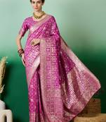 lavender Banarasi Dola Cotton Saree with Blouse
