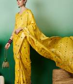 yellow Banarasi Dola Cotton Saree with Blouse