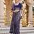 navy blue printed patola silk blend saree