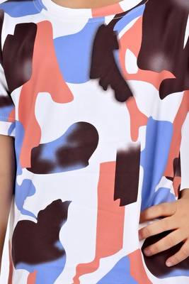 peach blue cotton knitted abstract printed half sleeves t shirt and shorts set for boys 5