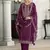 Wine silk thread embroidered salwar suit
