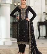 Black silk thread embroidered salwar suit