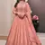 Peach silk embroidered designer anarkali suit