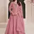 Light pink silk embroidered designer anarkali suit