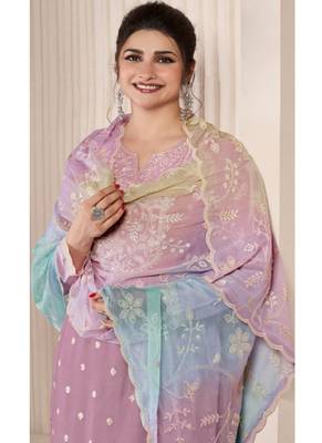 Light lavender moonga silk thread embroidered salwar suit 3
