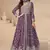 Lavender chinon silk embroidered sequence anarkali suit
