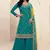 Turquoise chinon silk embroidered sharara suit