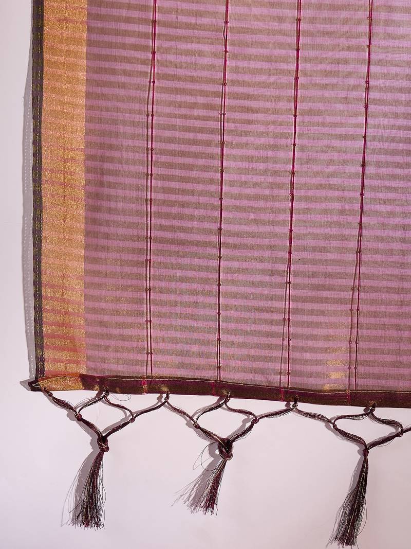 wine Plain Organza silk blend Saree with Blouse