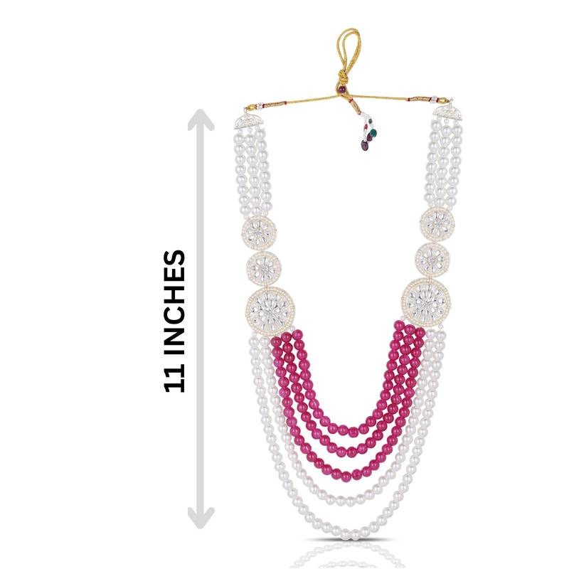 Designer pearl base metal and dulha sherwani moti mala haar necklace for groom