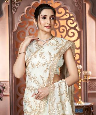 White organza sequin embroidered saree 2