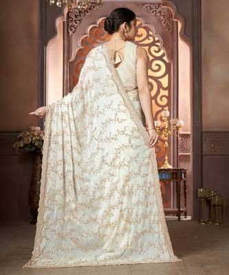 White organza sequin embroidered saree 3
