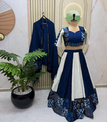 Blue  rayon Paper Mirror Work Fully Stitched Lehenga Choli
