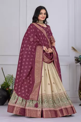 wine Designer Lehenga Choli for Women