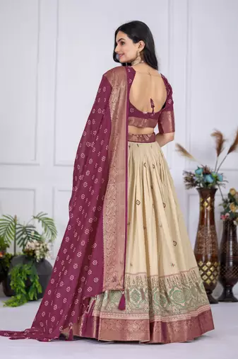 wine Designer Lehenga Choli for Women