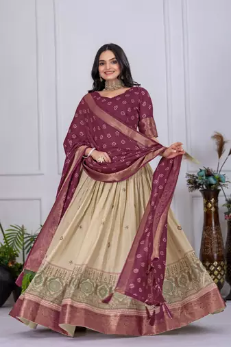 wine Designer Lehenga Choli for Women