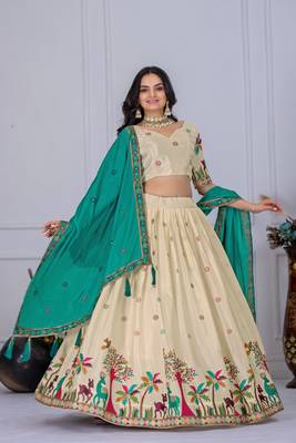 off-white Lehenga Choli for Women 2