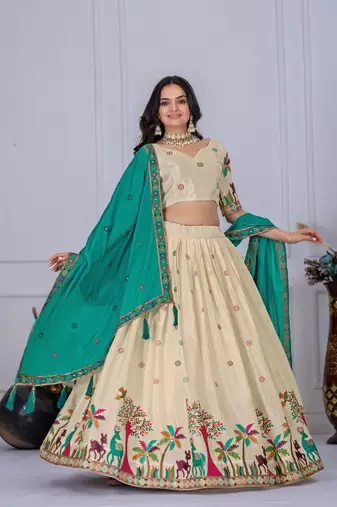off-white Designer Lehenga Choli for Women