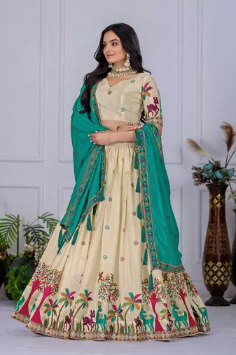 off-white Designer Lehenga Choli for Women