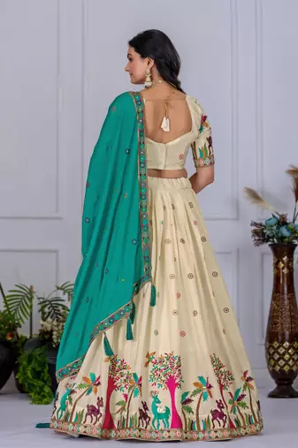 off-white Designer Lehenga Choli for Women