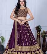 wine Designer Lehenga Choli for Women