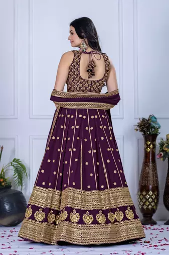 wine Designer Lehenga Choli for Women