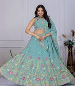 turquoise Designer Lehenga Choli for Women
