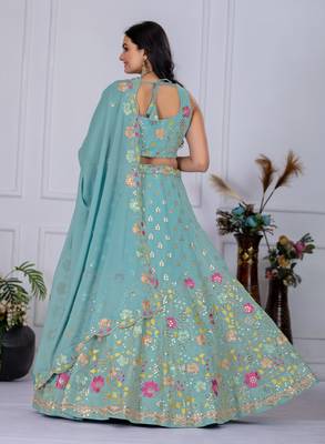 turquoise Designer Lehenga Choli for Women 4