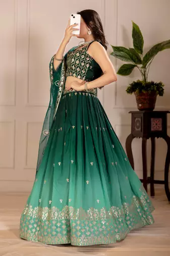 green Designer Lehenga Choli for Women