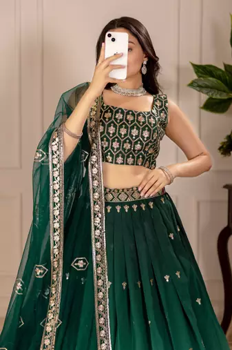 green Designer Lehenga Choli for Women