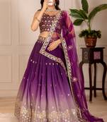 wine Designer Lehenga Choli for Women