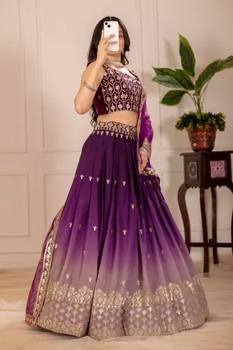 wine Designer Lehenga Choli for Women