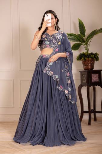 grey Designer Lehenga Choli for Women