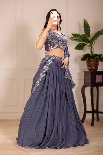 grey Designer Lehenga Choli for Women