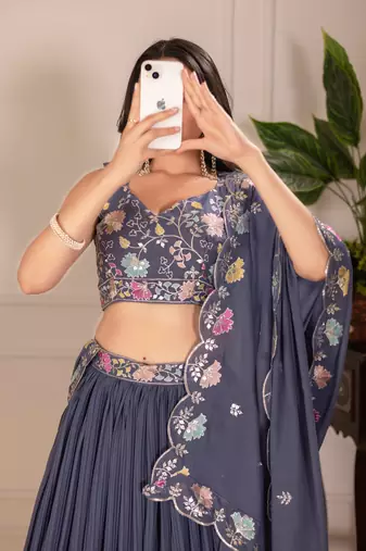 grey Designer Lehenga Choli for Women