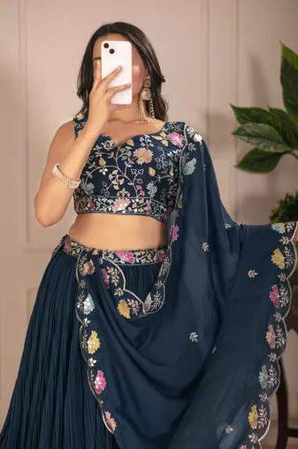 teal Designer Lehenga Choli for Women
