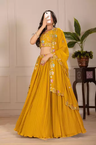 yellow Designer Lehenga Choli for Women
