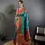 teal silk blend butti zari weaving constrast pallu banarasi saree