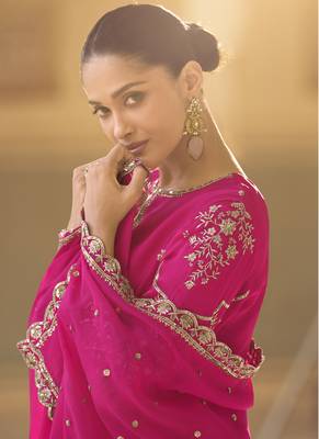 Pink crepe silk embroidered dhoti style suit 3