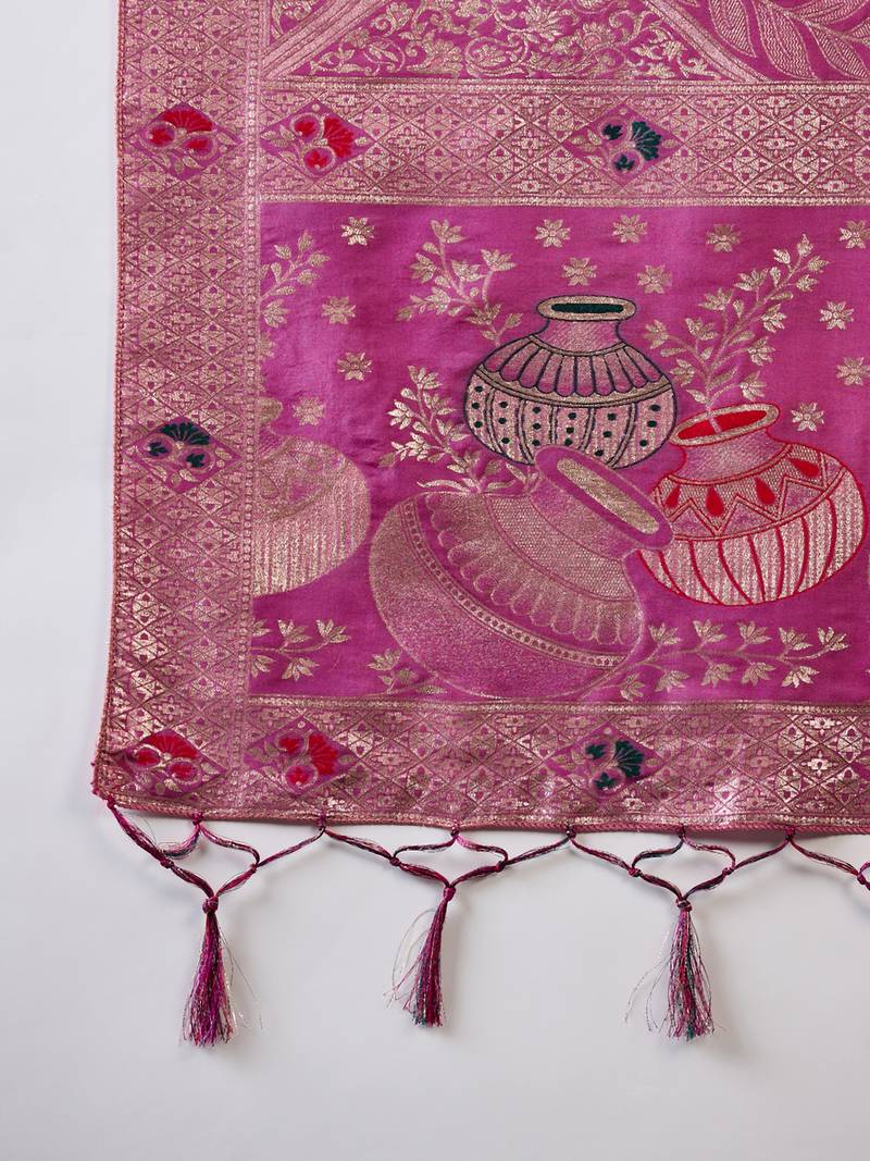 lavender Banarasi Dola Cotton Saree with Blouse