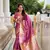 Onion Floral Art silk Tassels Saree With Matching Blouse
