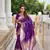 Purple Floral Art silk Tassels Saree With Matching Blouse