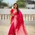Rani pink Floral Art silk Tassels Saree With Matching Blouse