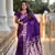 Purple Ombre Banarasi silk blend Woven Saree With Matching Blouse