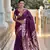 Wine Ombre Banarasi silk blend Woven Saree With Matching Blouse