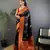 black silk blend peacock pattern zari weaving contrast border banarasi saree