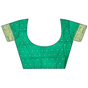 lime green silk blend peacock pattern zari weaving contrast border banarasi saree 5