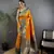 orange silk blend peacock pattern zari weaving contrast border banarasi saree
